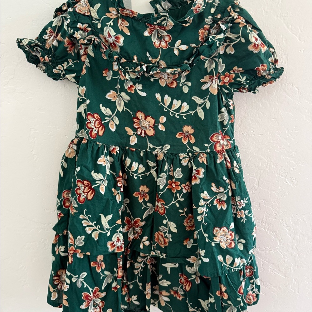 Janie and Jack Green Ruffled Sundress with Puff Sleeves
